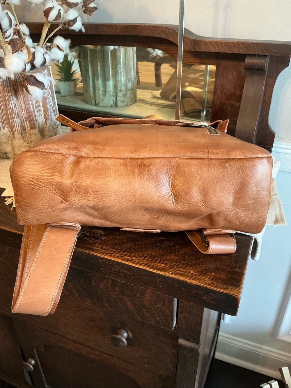 NWT Bed Stu Leather Howie Flapover Leather Backpack Tan Rustic Retail $365 - Picture 9 of 16